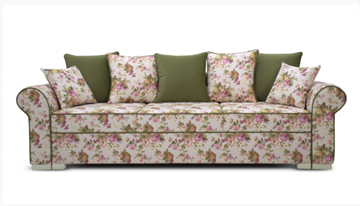 Прямой диван Ameli (Arcadia rose+shaggy green+glance bone) в Рязани