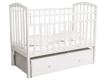 Детская кроватка Золушка 7, 60х120, массив березы, цвет белый в Рязани