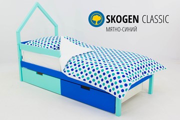 Кровать-домик мини Skogen мятно-синий в Рязани