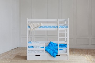 Детская 2-х ярусная кровать без крыши с ящиками, цвет белый в Рязани