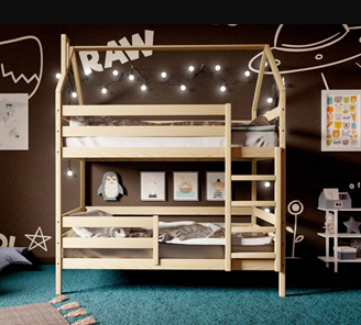 Двухэтажная детская кровать Домик, без покраски в Рязани