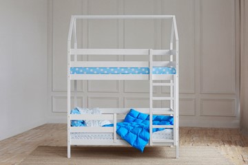 Детская двухъярусная кровать Домик, цвет белый в Рязани