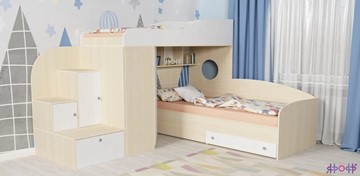 Детская кровать-шкаф Кадет-2, корпус Дуб, фасад Белое дерево в Рязани