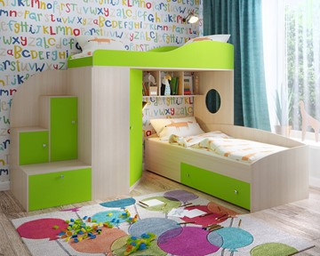 Детская кровать-шкаф Кадет-2, корпус Дуб, фасад Лайм в Рязани