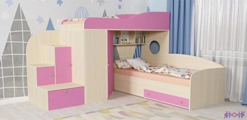 Детская кровать-шкаф Кадет-2, корпус Дуб, фасад Розовый в Рязани