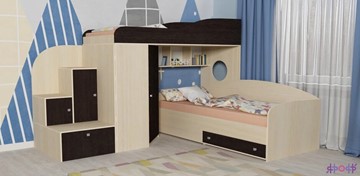 Детская кровать-шкаф Кадет-2, корпус Дуб, фасад Венге в Рязани