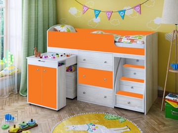 Детская кровать-шкаф Малыш 1600, корпус Винтерберг, фасад Оранжевый в Рязани