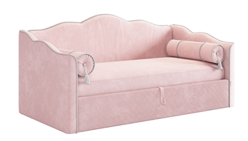 Кровать в детскую с подъемным механизмом Лея (Софа) 90х200 (нежно-розовый (велюр)/галька (велюр)) в Рязани