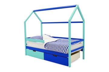 Кровать-домик детская Svogen синий-мятный в Рязани