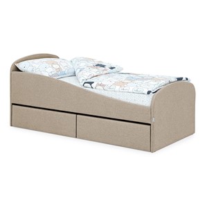 Кровать в детскую с ящиками Letmo 190х80 песочный (рогожка) в Рязани