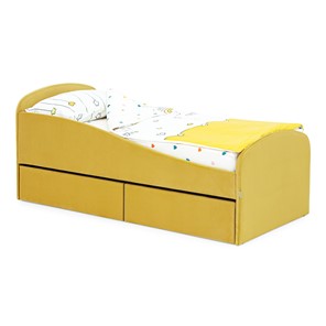 Кровать в детскую с ящиками Letmo 190х80 горчичный (велюр) в Рязани