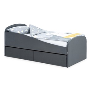 Мягкая кровать с ящиками Letmo 190х80 графит (велюр) в Рязани