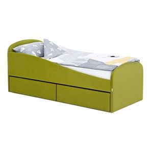 Мягкая кровать с ящиками Letmo 190х80 оливковый (велюр) в Рязани