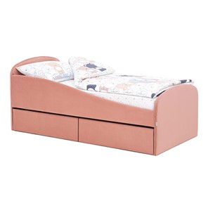 Мягкая кровать с ящиками Letmo 190х80 пудровый (велюр) в Рязани