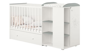 Детская кровать-шкаф с комодом POLINI Kids French 800 TEDDY Белый / Серый в Рязани
