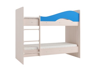 Двухэтажная детская кровать Мая на щитах, корпус Млечный дуб, фасад Синий в Рязани