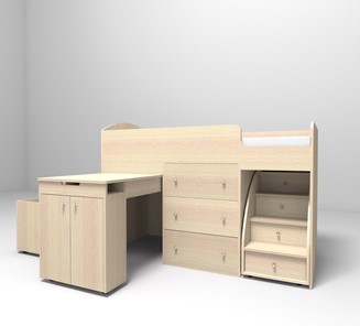 Детская кровать-шкаф Малыш 1600, корпус Дуб, фасад Дуб в Рязани