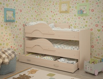 Детская кровать для мальчика Радуга 1.6 с ящиком, цвет Млечный дуб в Рязани