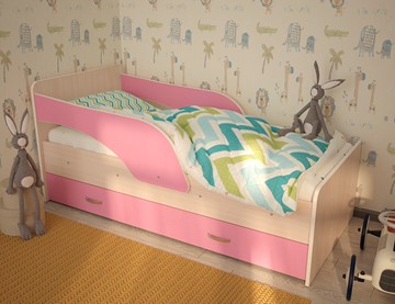 Детская кровать Максимка, корпус Млечный дуб, фасад Розовый в Рязани