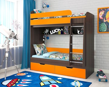Детская двухъярусная кровать Юниор-5, каркас Бодего, фасад Оранжевый в Рязани