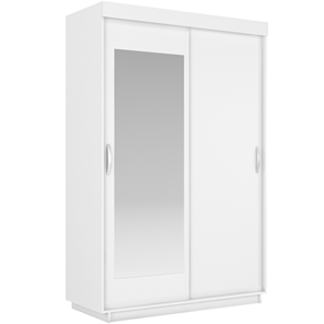 Шкаф 2-х дверный Лайт (ДСП/Зеркало) 800х595х2120, Белый Снег в Рязани