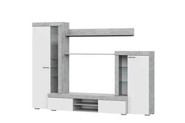 Набор мебели в гостиную МГС-5, цемент светлый/белый в Рязани