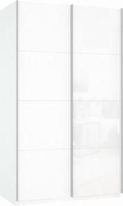 Шкаф Прайм (ДСП/Белое стекло) 1600x570x2300, белый снег в Рязани