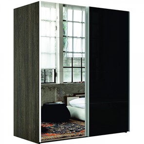 Шкаф 2-дверный Эста (Зеркало/Стекло черное) 1800x660x2400, венге мали в Рязани