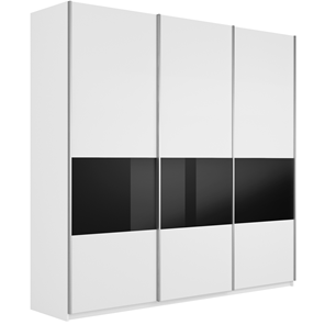 Шкаф 3-х створчатый Широкий Прайм (ДСП / Черное стекло) 2400x570x2300, Белый снег в Рязани