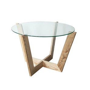 Стеклянный журнальный столик Оникс-10, Натуральный массив/Прозрачное стекло в Рязани
