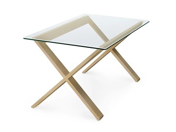 Стеклянный столик в гостиную Оникс-11, Натуральный массив/Прозрачное стекло в Рязани
