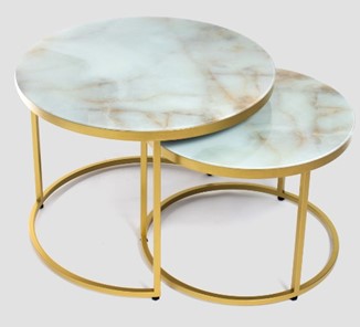 Стеклянный столик в зал Дуэт, столешница в стекле опоры золото в Рязани
