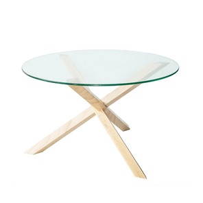 Круглый столик Оникс-3, Натуральный массив/Прозрачное стекло в Рязани