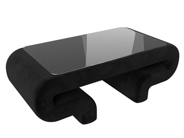 Стеклянный столик в гостиную Волна, черный (велюр) в Рязани