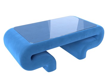 Стеклянный столик в зал Волна, голубой (велюр) в Рязани