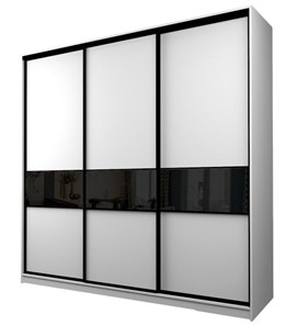 Шкаф 3-х дверный MAX МШ-25-6-24-999, Профиль Черный/Цвет Белый/Oraclal Черный в Рязани