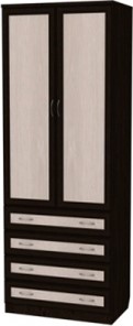 Шкаф 2-х створчатый 103 со штангой, цвет Венге в Рязани