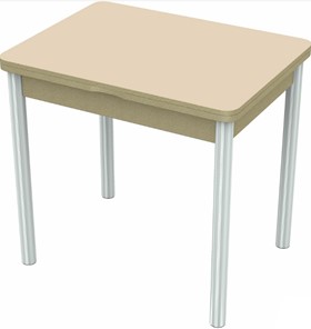 Небольшой стол Бари хром №6 (стекло молочное/дуб выбеленный) в Рязани