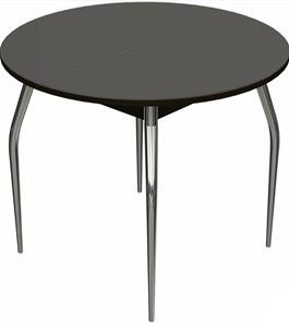 Кухонный стол раскладной Ривьера исп. круг хром №5 (стекло коричневое/венге) в Рязани