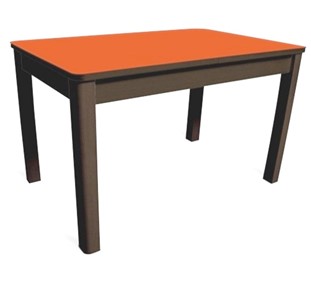 Кухонный стол Айсберг-05 СТ1, венге ЛДСП/стекло оранжевое/42 прямые массив венге в Рязани