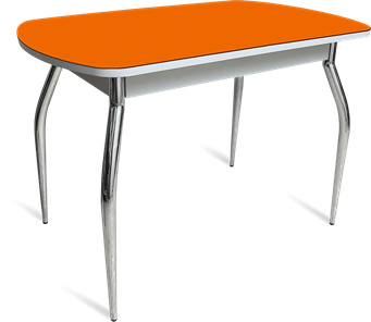Кухонный раскладной стол ПГ-07 СТ1 белое/оранжевое/35 хром фигурные гнутые в Рязани