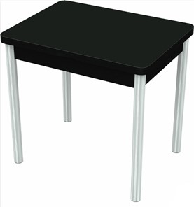Кухонный раздвижной стол Бари хром №6 (стекло черное/черный) в Рязани