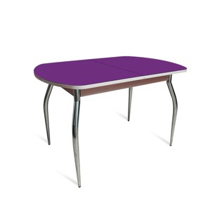 Кухонный раскладной стол ПГ-02 СТ2, дуб молочный/фиолетовое стекло/35 хром гнутые металл в Рязани