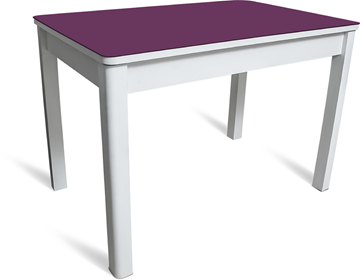 Кухонный обеденный стол Айсберг-05 СТ2, белое ЛДСП/фиолетовое стекло/40 массив белый в Рязани