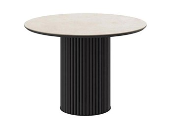 Керамический обеденный стол DikLine AKR120, керамика 120, STONE BEIGE PREMIUM CER/ЧЕРНЫЙ, (2 уп.) в Рязани