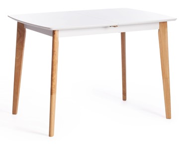 Маленький обеденный стол Claire, дерево гевея/МДФ, 110+30x75x75 Белый/натуральный арт.15111 в Рязани