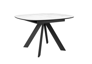 Керамический стол DikLine BK100 Керамика Белый мрамор/подстолье черное/опоры черные в Рязани