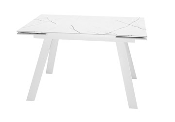 Керамический кухонный стол DikLine DKL140 Керамика Белый мрамор/опоры белые (2 уп.) в Рязани