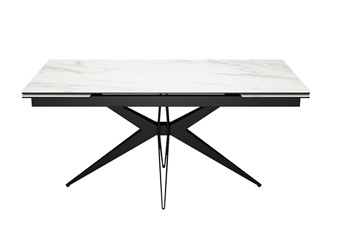 Керамический кухонный стол DikLine KW160 мрамор С41 (керамика белая)/опоры черные в Рязани