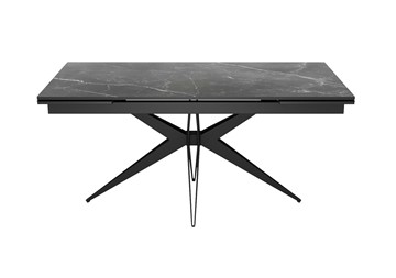 Керамический обеденный стол DikLine KW160 мрамор С45 (керамика черная)/опоры черные в Рязани